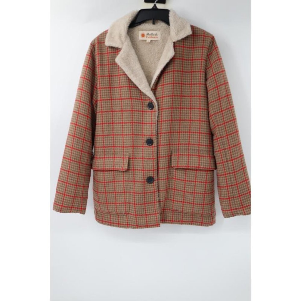 Mollusk California Jacket Womens Small Seagrove Houndstooth Wool‎ sherpa lined